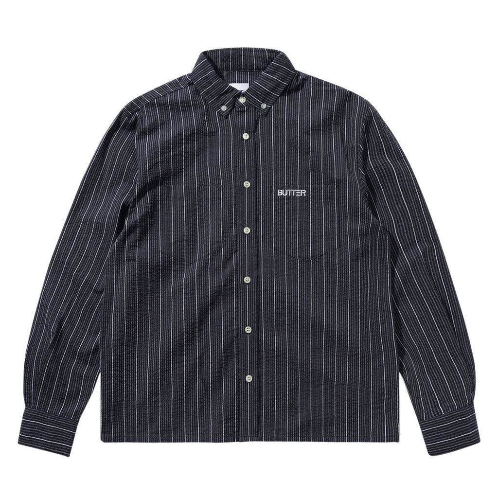 Butter Goods Seersucker Long Sleeve Shirt - Navy