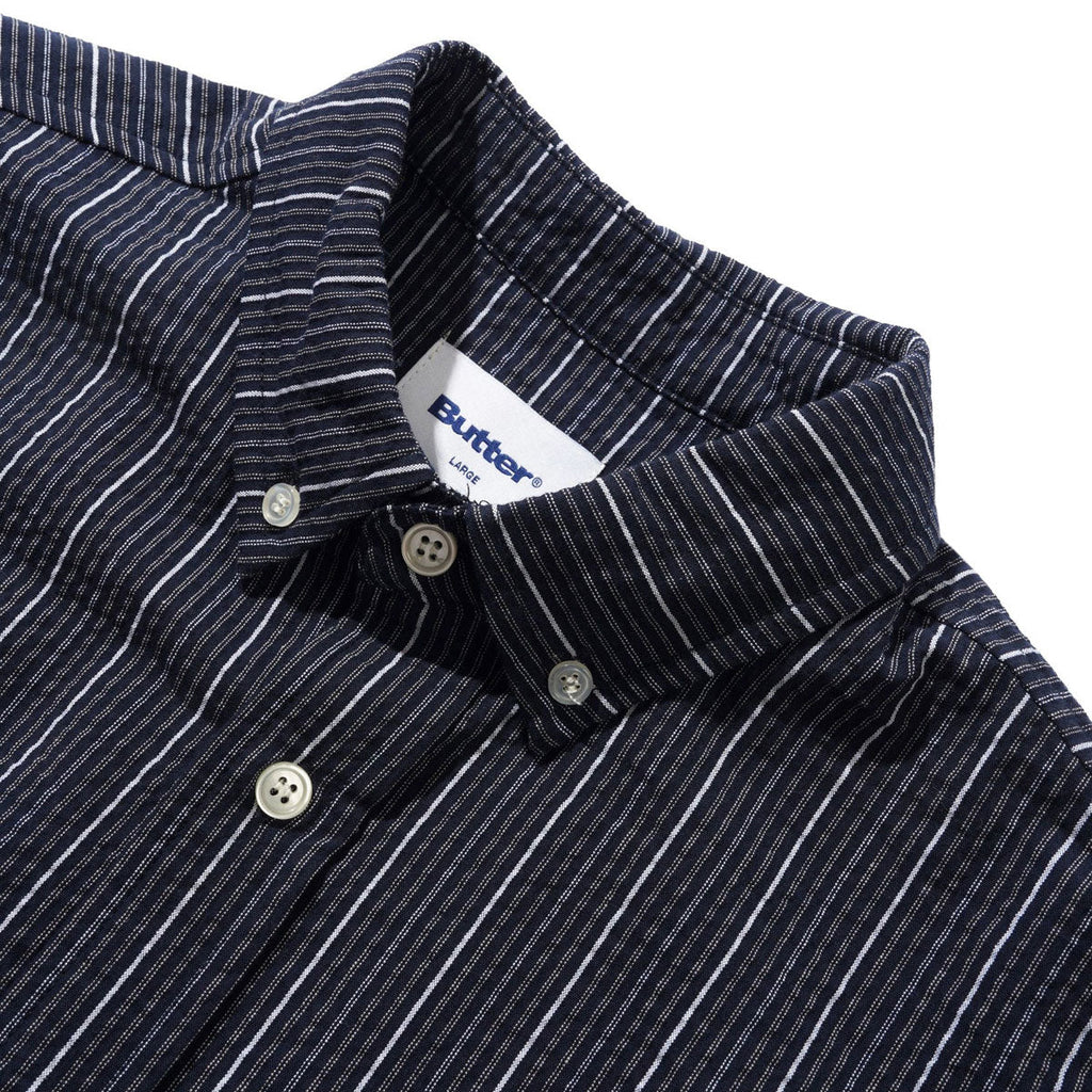 Butter Goods Seersucker Long Sleeve Shirt - Navy
