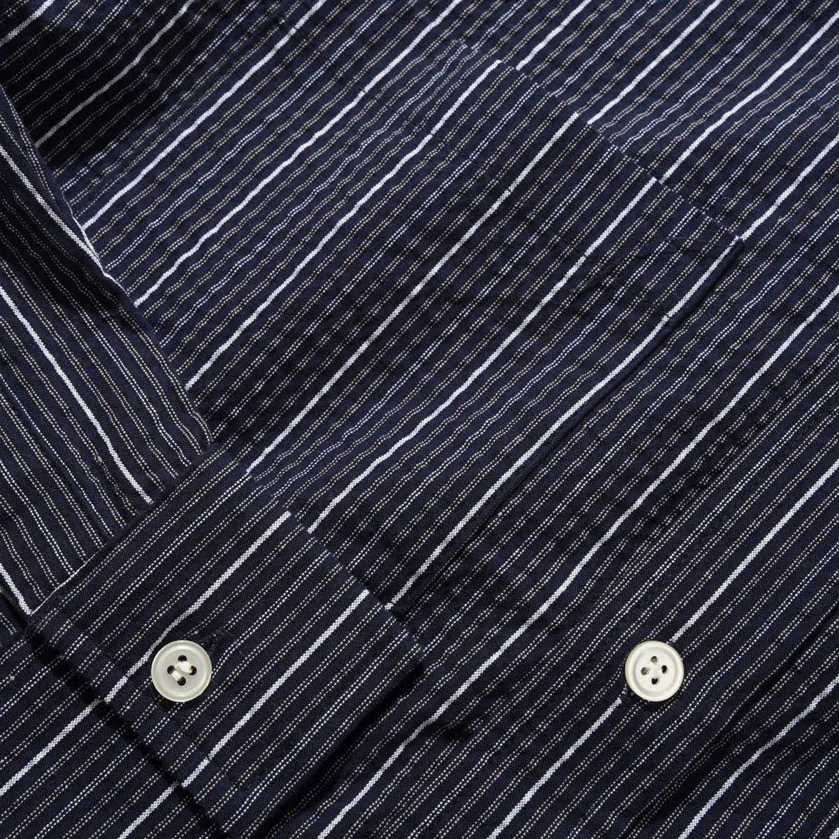 Butter Goods Seersucker Long Sleeve Shirt - Navy