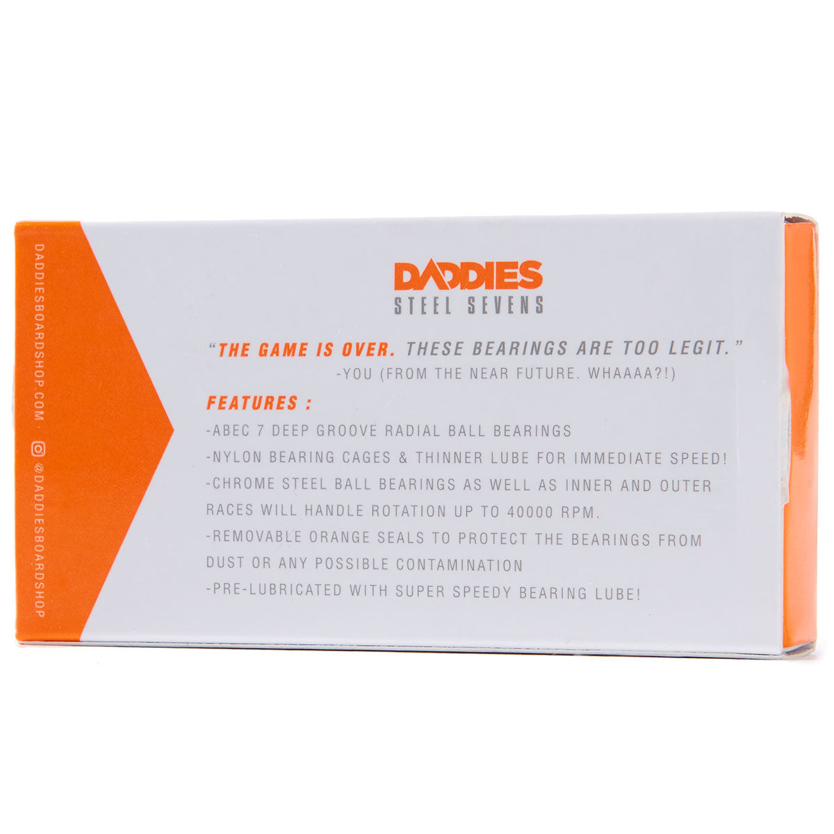 Daddies Steel Built In Skateboard Bearings - Orange