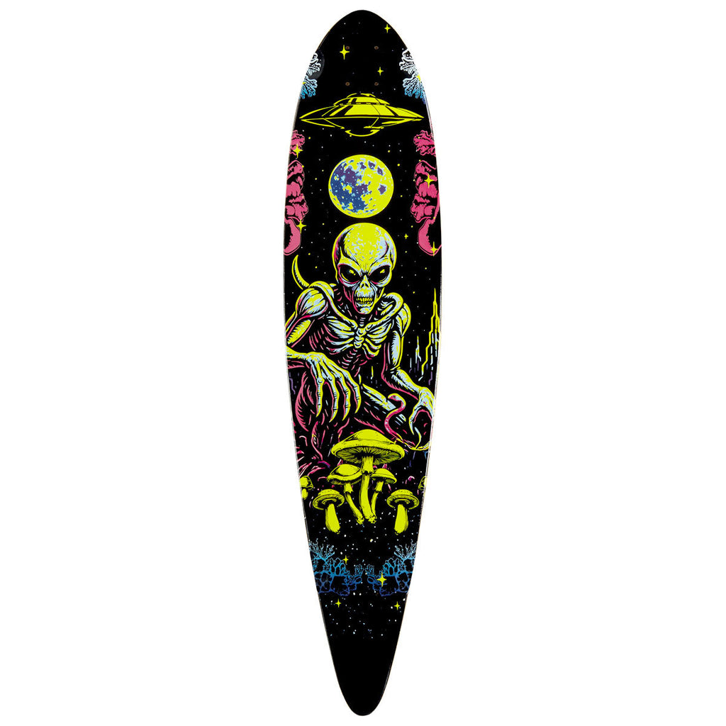 Daddies Mall Poster Blacklight Pintail Longboard Deck - Black/Glow