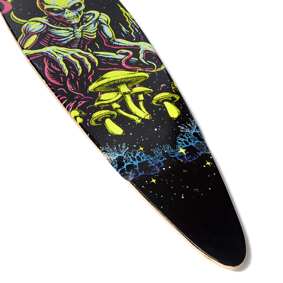 Daddies Mall Poster Blacklight Pintail Longboard Deck - Black/Glow