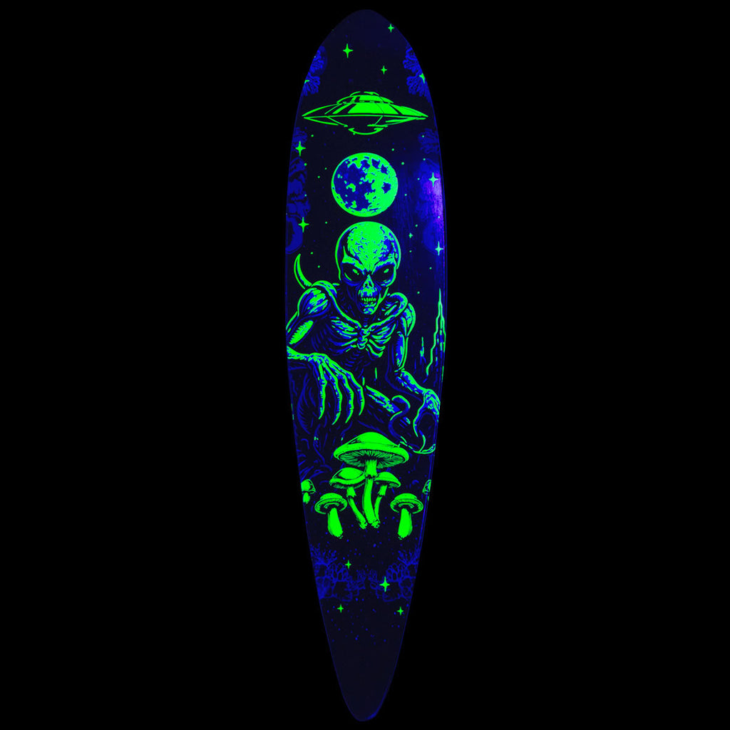 Daddies Mall Poster Blacklight Pintail Longboard Deck - Black/Glow
