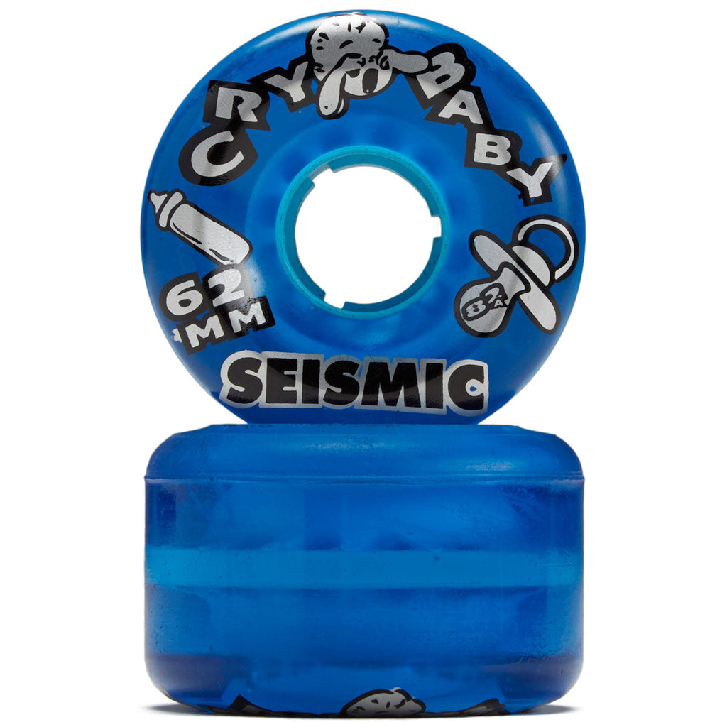 Seismic Crybaby 82a Longboard Wheels - Clear Blue - 62mm