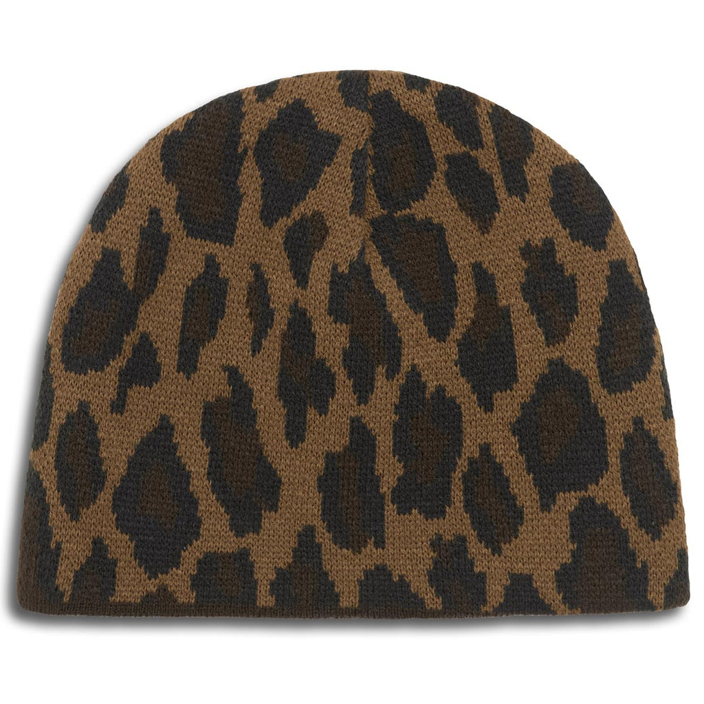 CCS Reversible Leopard Skully Beanie - Brown