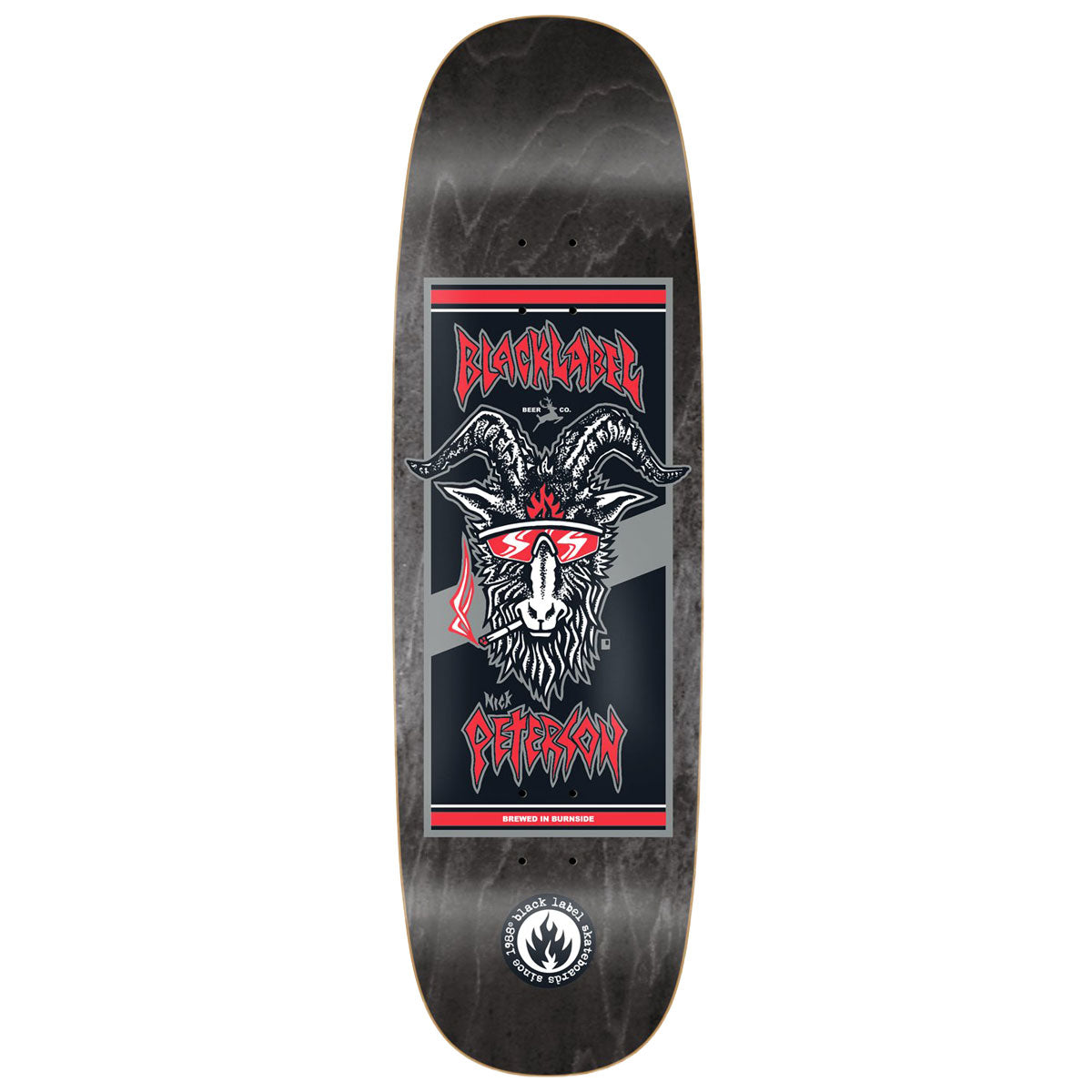 Black Label Nick Peterson Burnside Brew Tugboat Shape Skateboard Deck - Assorted Stains - 9.50"
