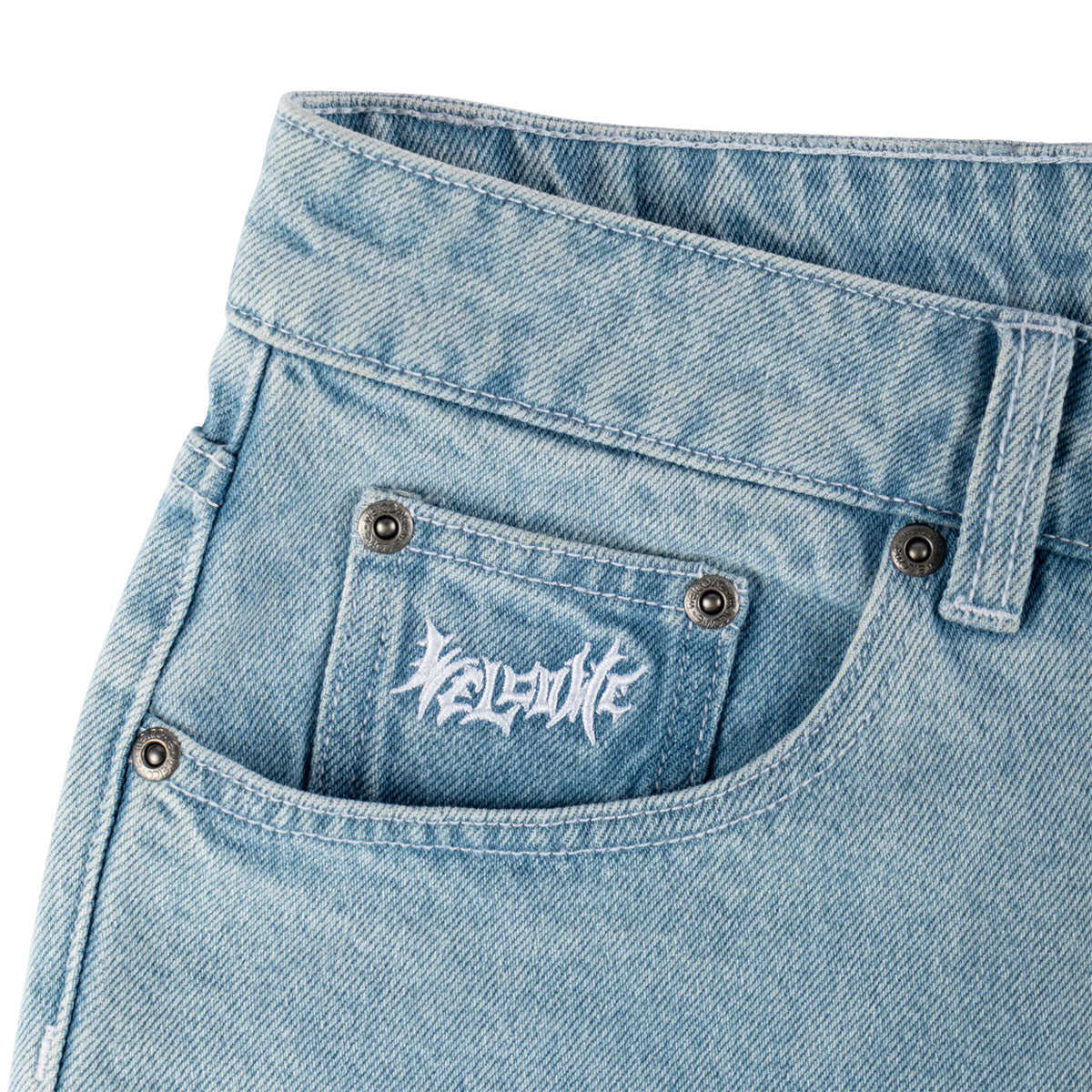 Welcome Linger Baggy Denim Shorts - Washed Blue