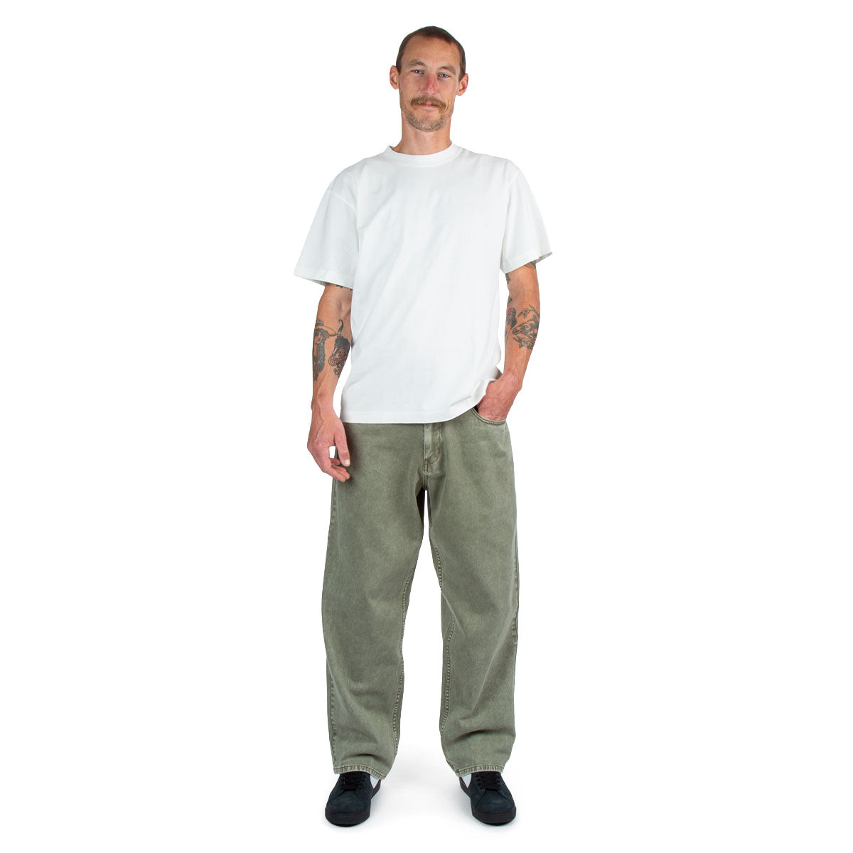 CCS Baggy Straight Denim Jeans - Faded Olive