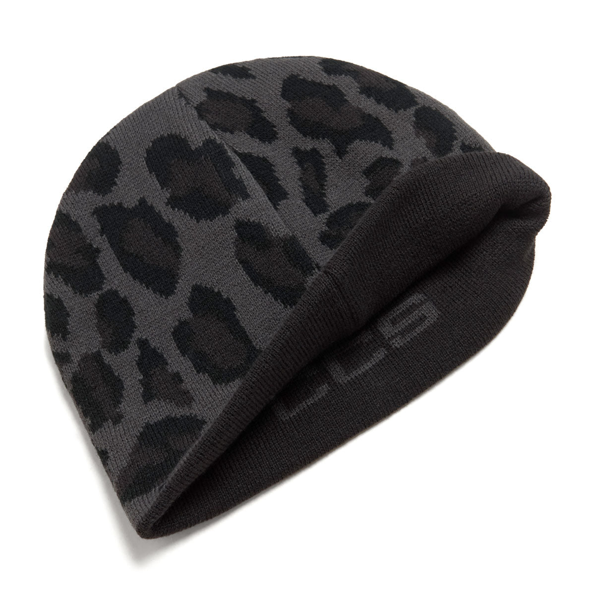 CCS Reversible Leopard Skully Beanie - Charcoal