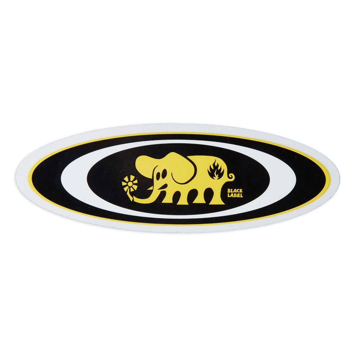 Black Label Oval Elephant Sticker - Assorted