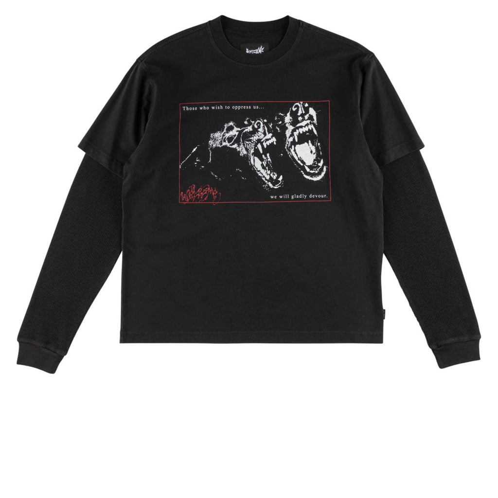 Welcome Snarl Layered Long Sleeve T-Shirt - Black
