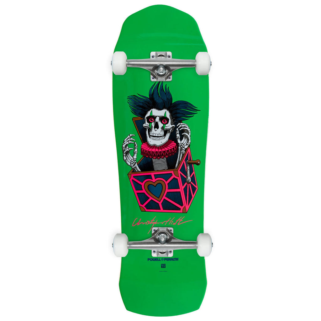 Powell-Peralta Chris Hiett Skull Skateboard Complete - Neon Green/Blue Foil - 9.50"