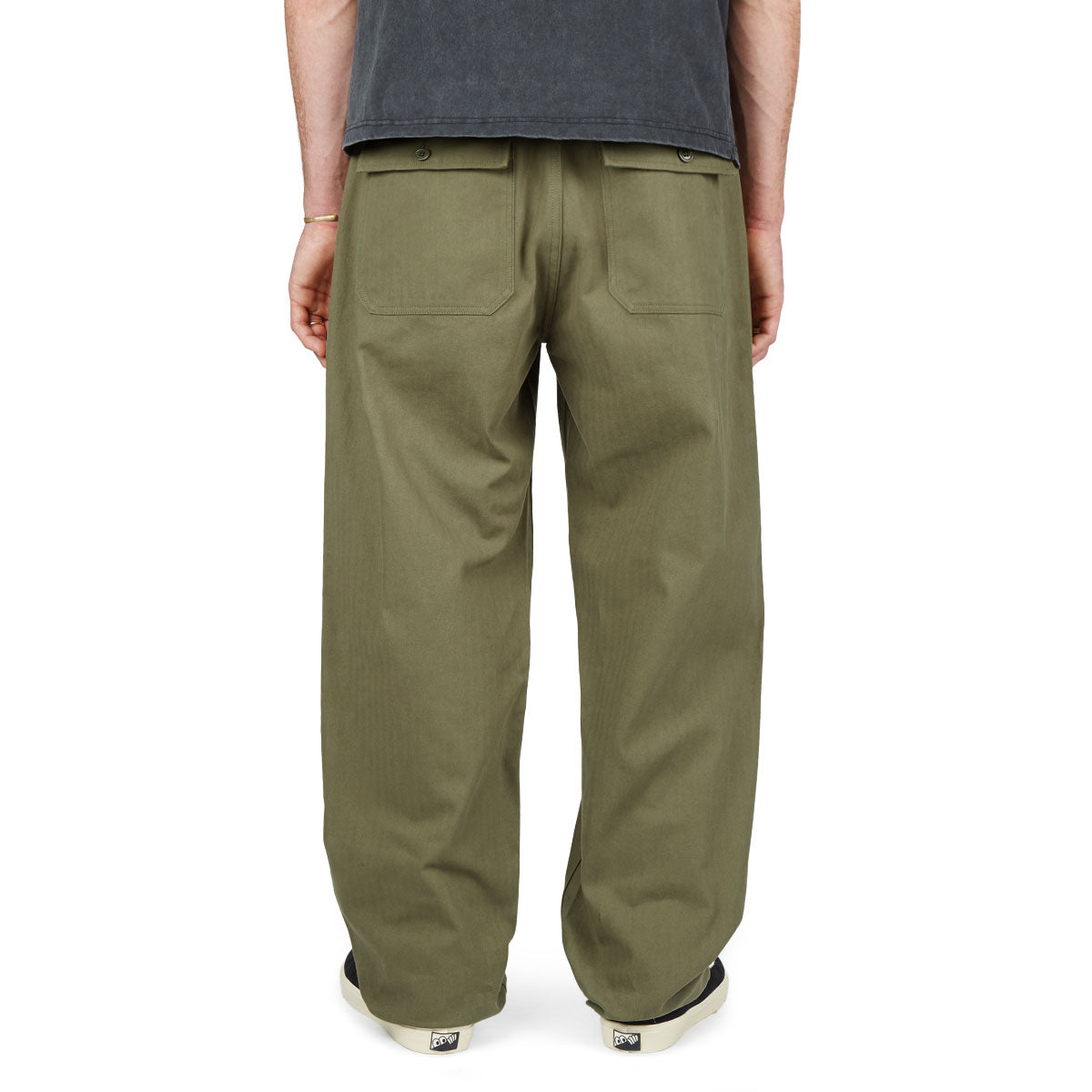 CCS Wide Leg Herringbone Pants - Olive