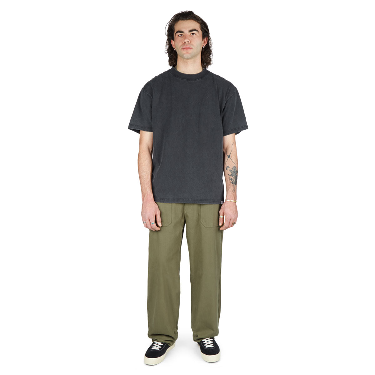 CCS Wide Leg Herringbone Pants - Olive