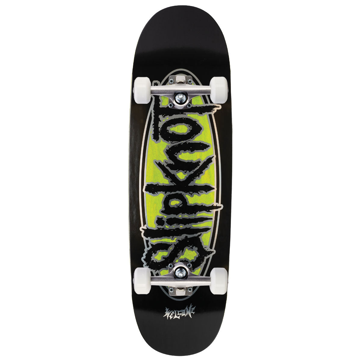 Welcome x Slipknot Oval Logo On Boline 2.0 Skateboard Complete - Black/Green Stain - 9.50"