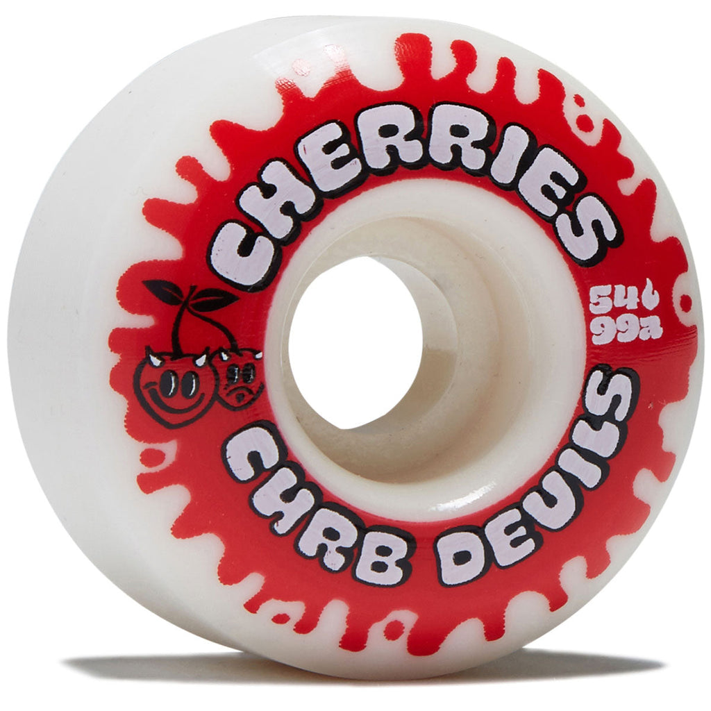 Cherries Curb Devils Classic Shape 99a Skateboard Wheels - White - 54mm