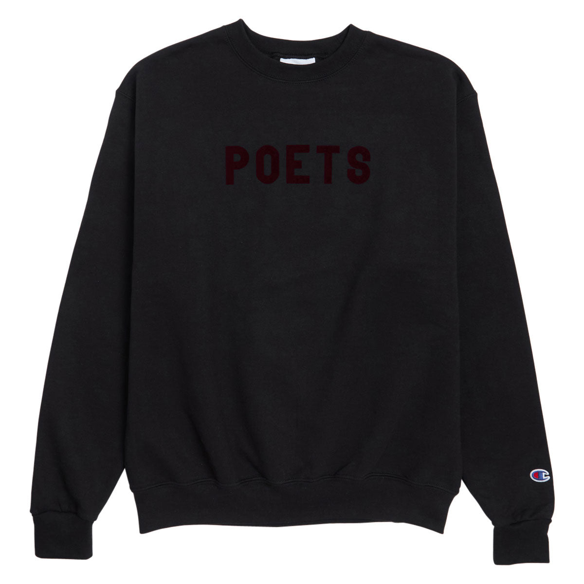 Poets OG Poets Flocked Crew Sweatshirt - Black/Burgundy Flocking