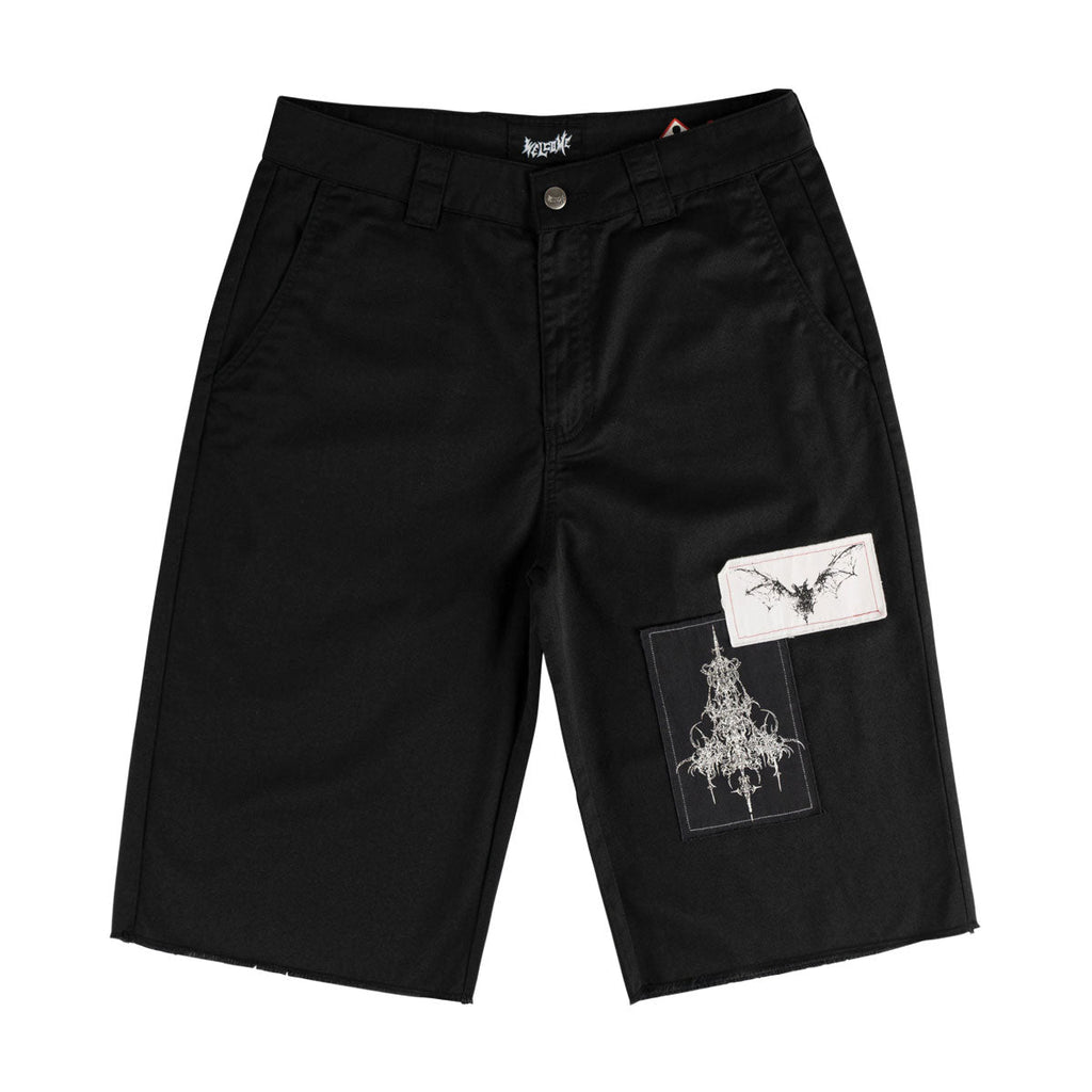 Welcome Shinner Cut-Off Twill Shorts - Black