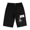 Welcome Shinner Cut-Off Twill Shorts - Black
