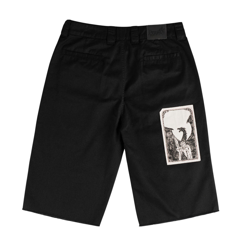 Welcome Shinner Cut-Off Twill Shorts - Black