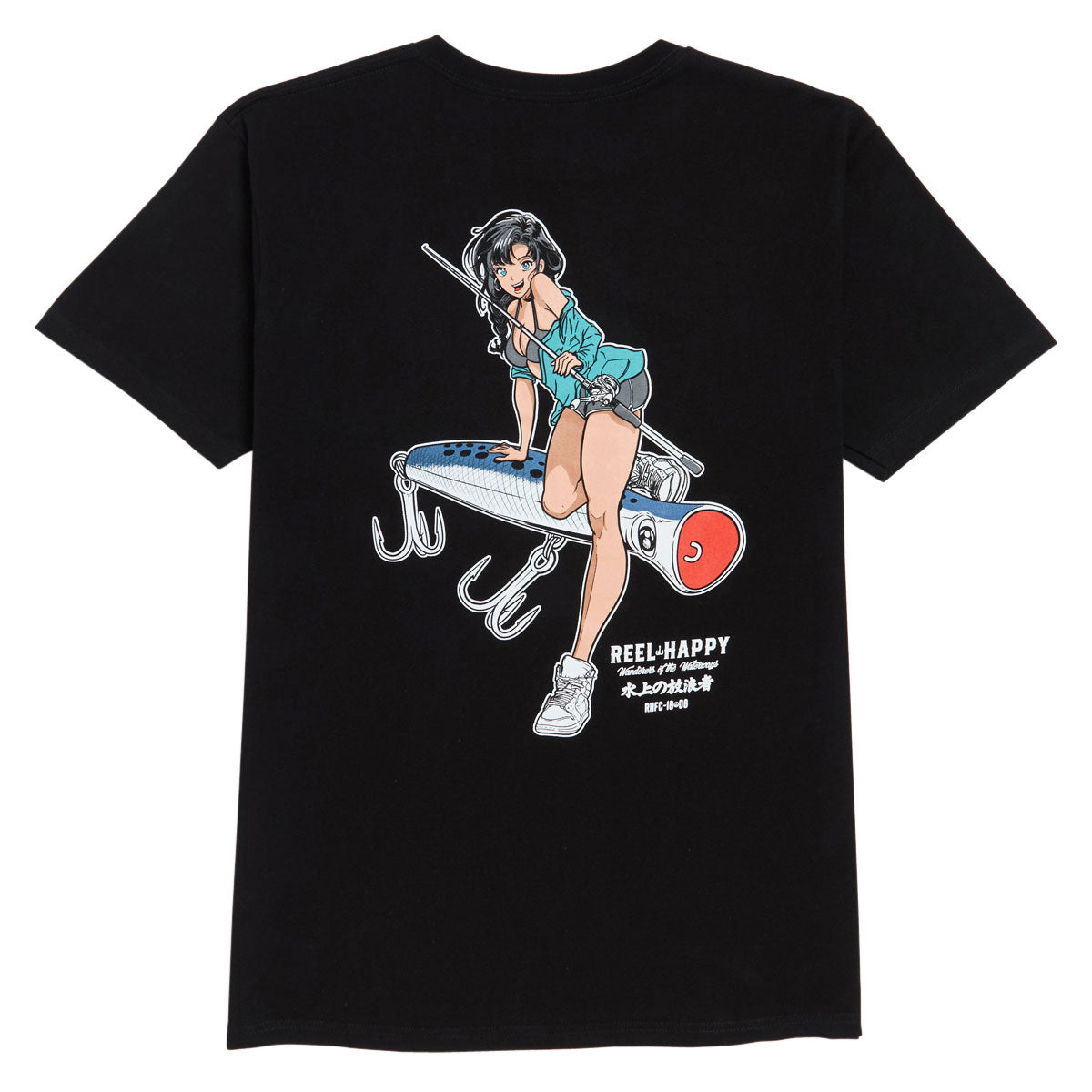 Reel Happy Popper T-Shirt - Black