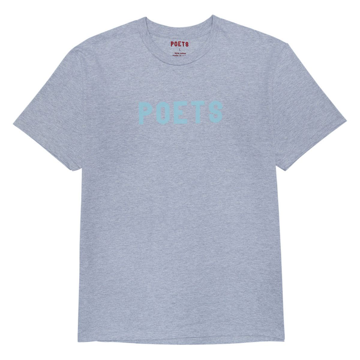 Poets OG Flocked T-Shirt - Heather Grey/Blue Flocking