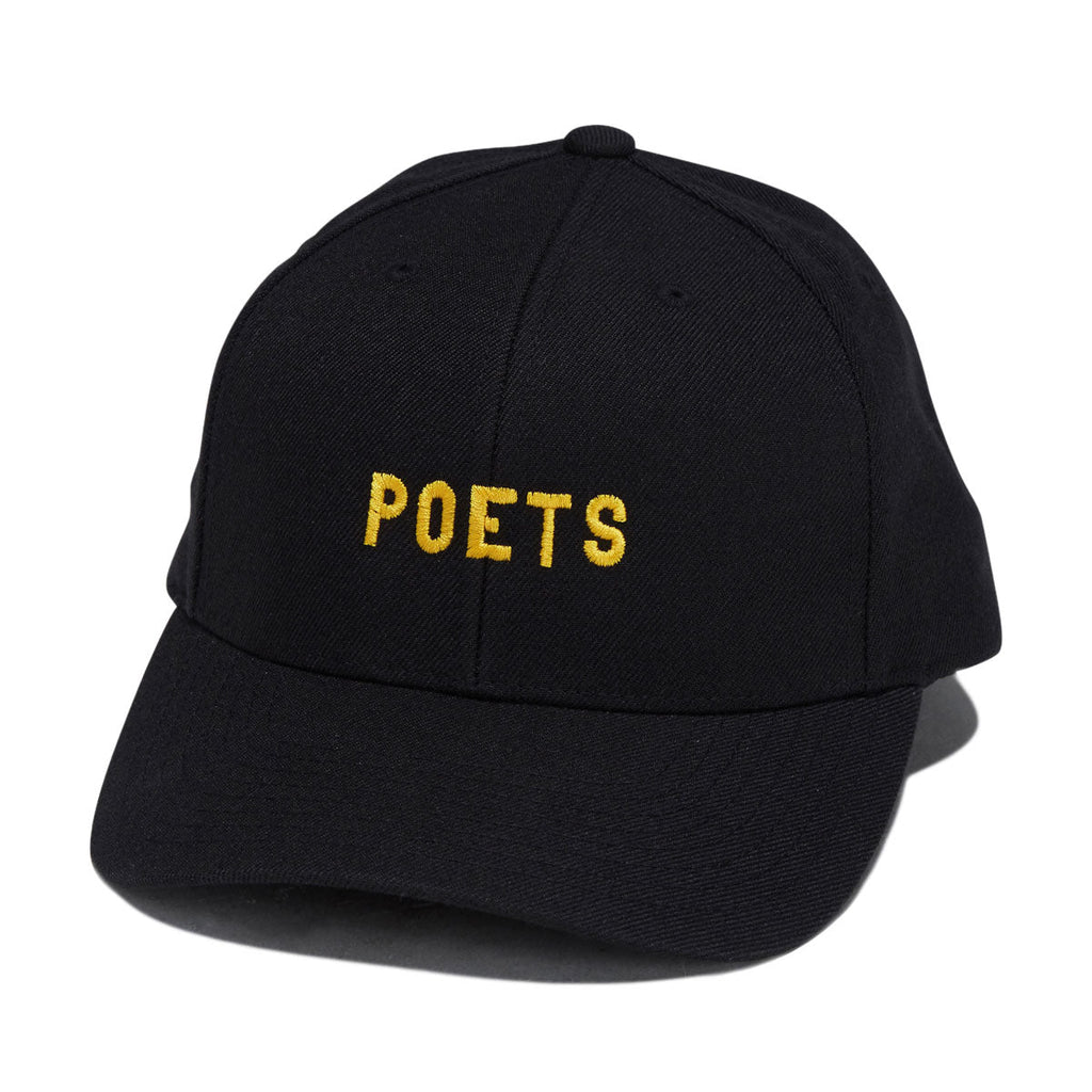 Poets Embroidered Cloth Snapback Hat - Black