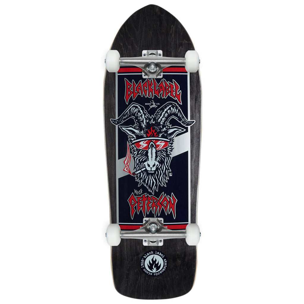 Black Label Nick Peterson Burnside Brew Riky Shape Skateboard Complete - Assorted Stains - 10.25"