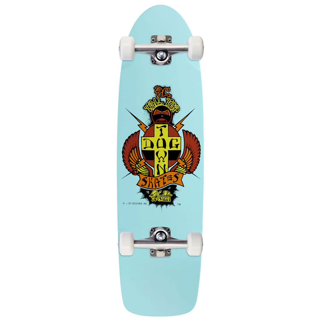 Dogtown PC Tail Tap OG 70s Classic Skateboard Complete - Sky Blue Full Dip - 8.375"