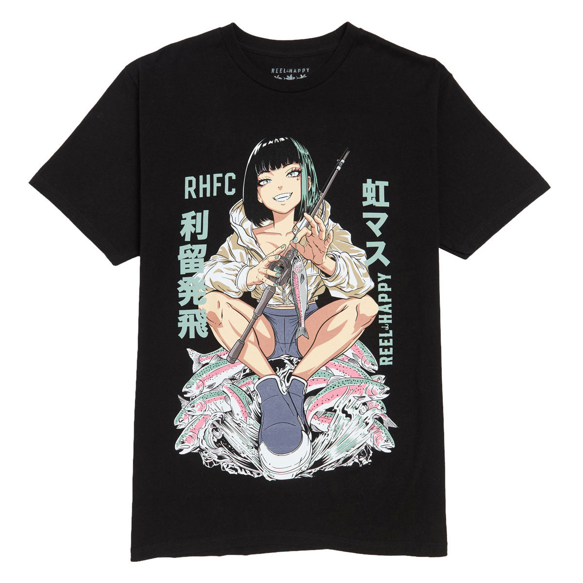Reel Happy Nijimasu T-Shirt - Black