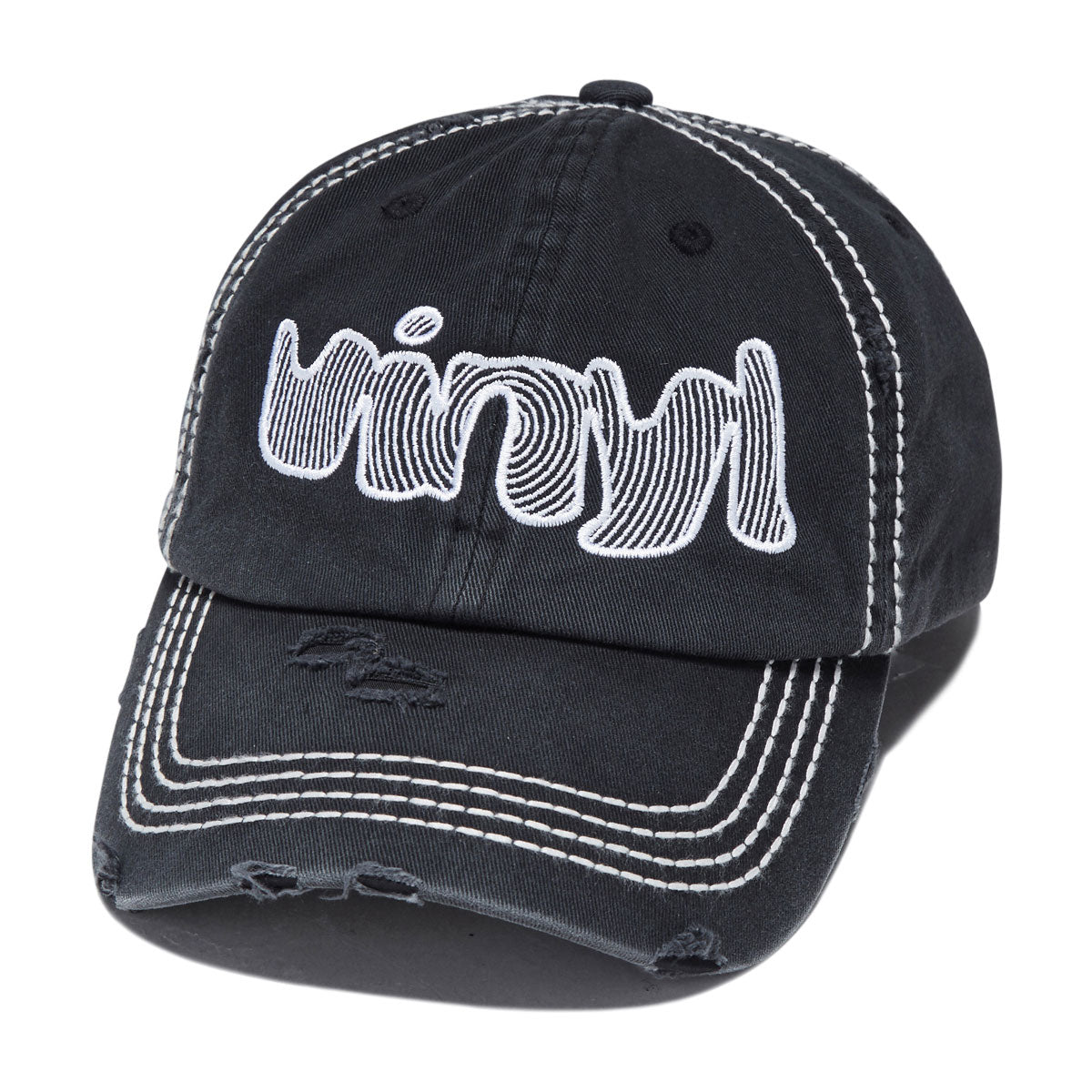 Vinyl Spiral Dad Hat - Distressed Black