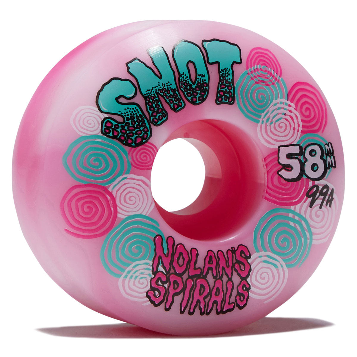 Snot Nolan Houghton Spiral Wide Boys 99a Skateboard Wheels - Pink/White Swirl - 58mm
