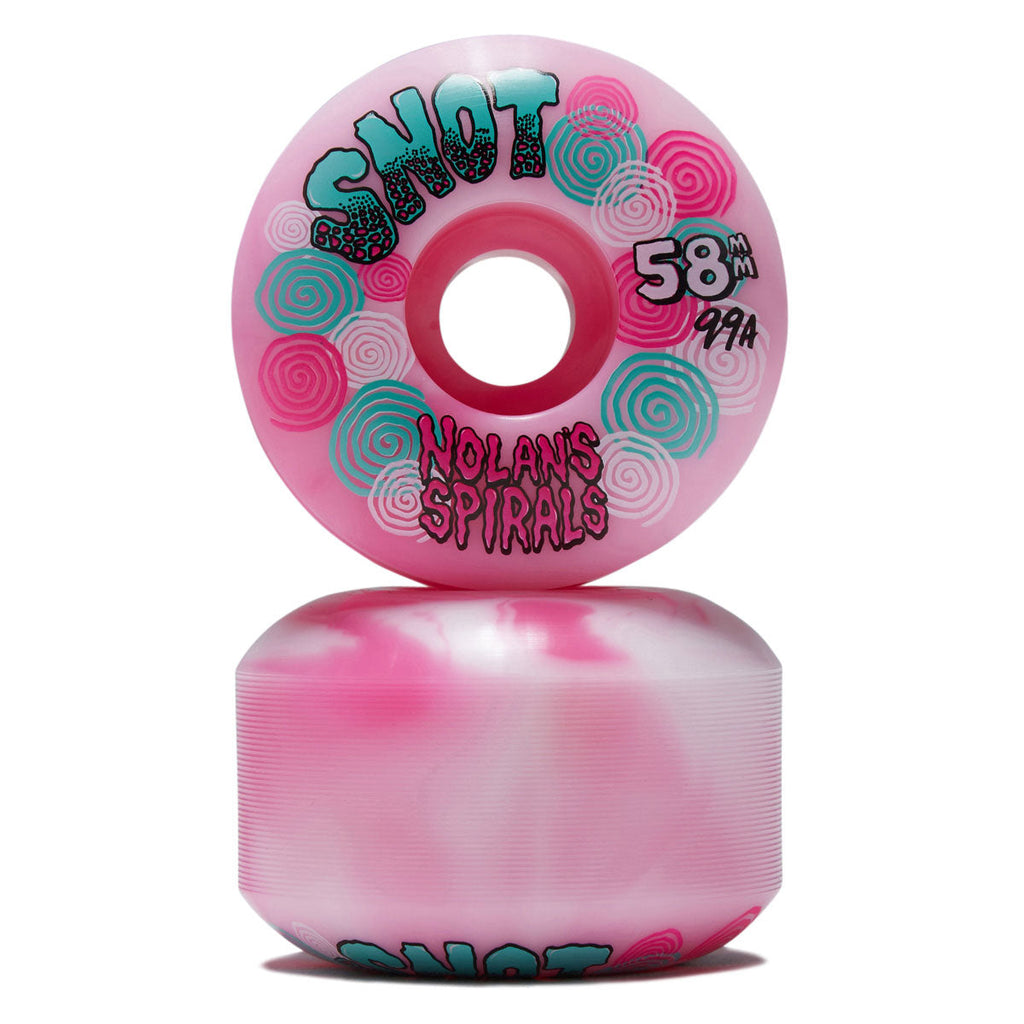 Snot Nolan Houghton Spiral Wide Boys 99a Skateboard Wheels - Pink/White Swirl - 58mm