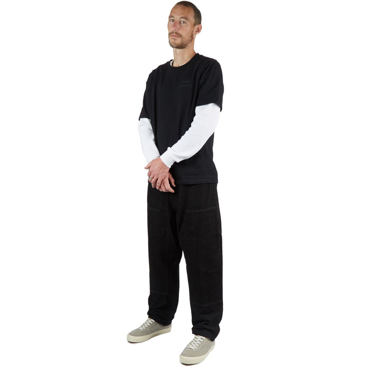CCS 4x4 Reinforced Baggy Taper Denim Jeans - Black