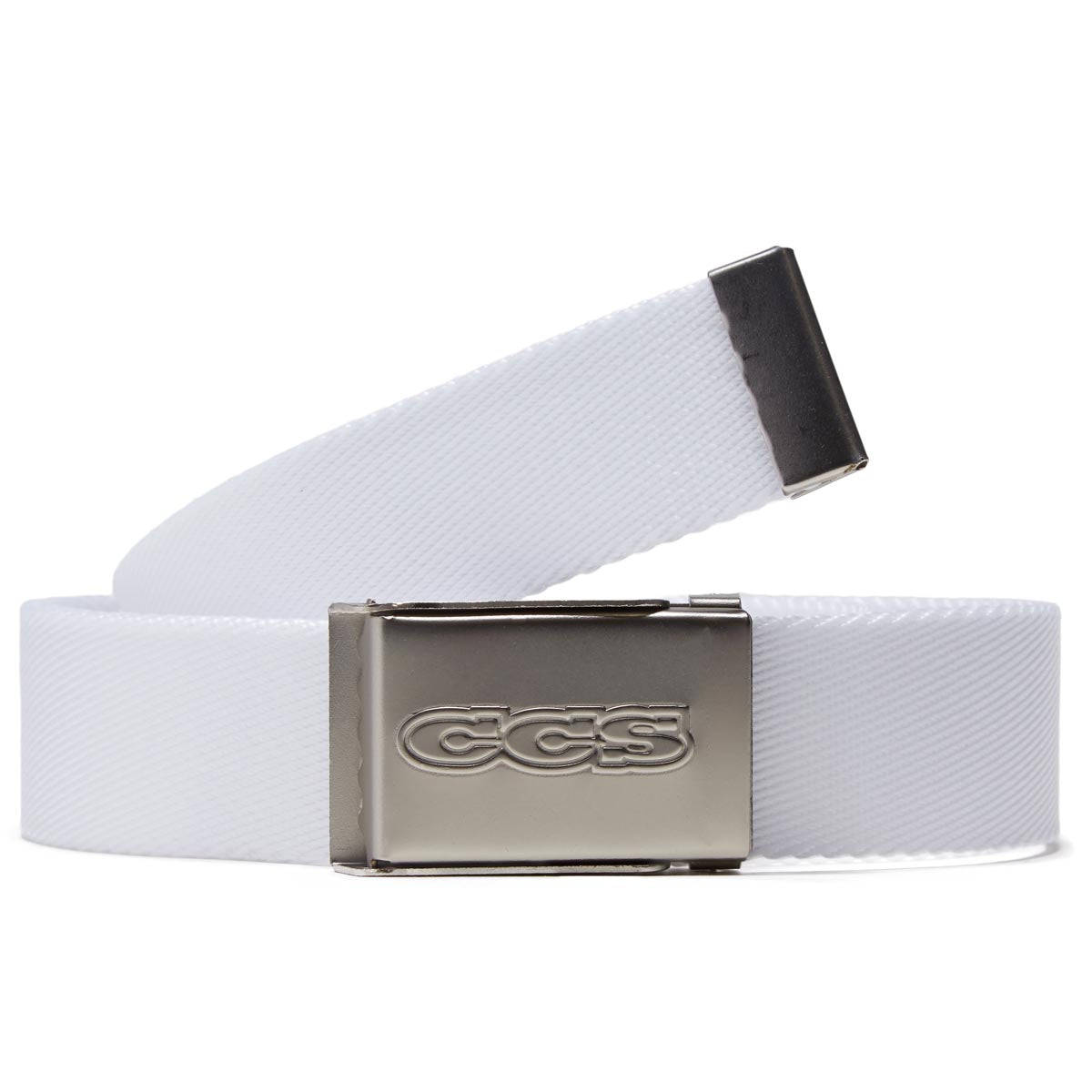 CCS Silver 96 Logo Web Belt - White