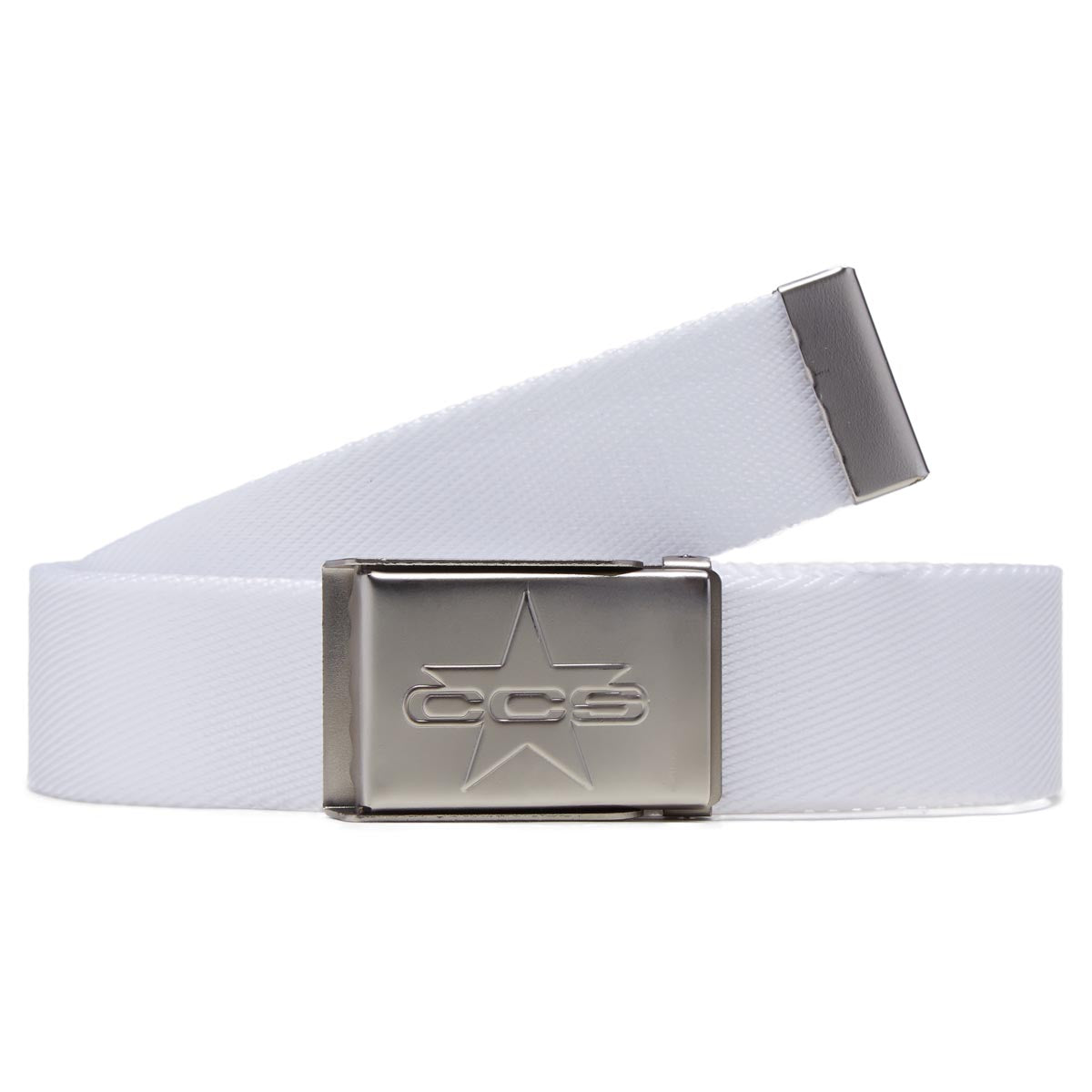 CCS Silver 97 Star Web Belt - White
