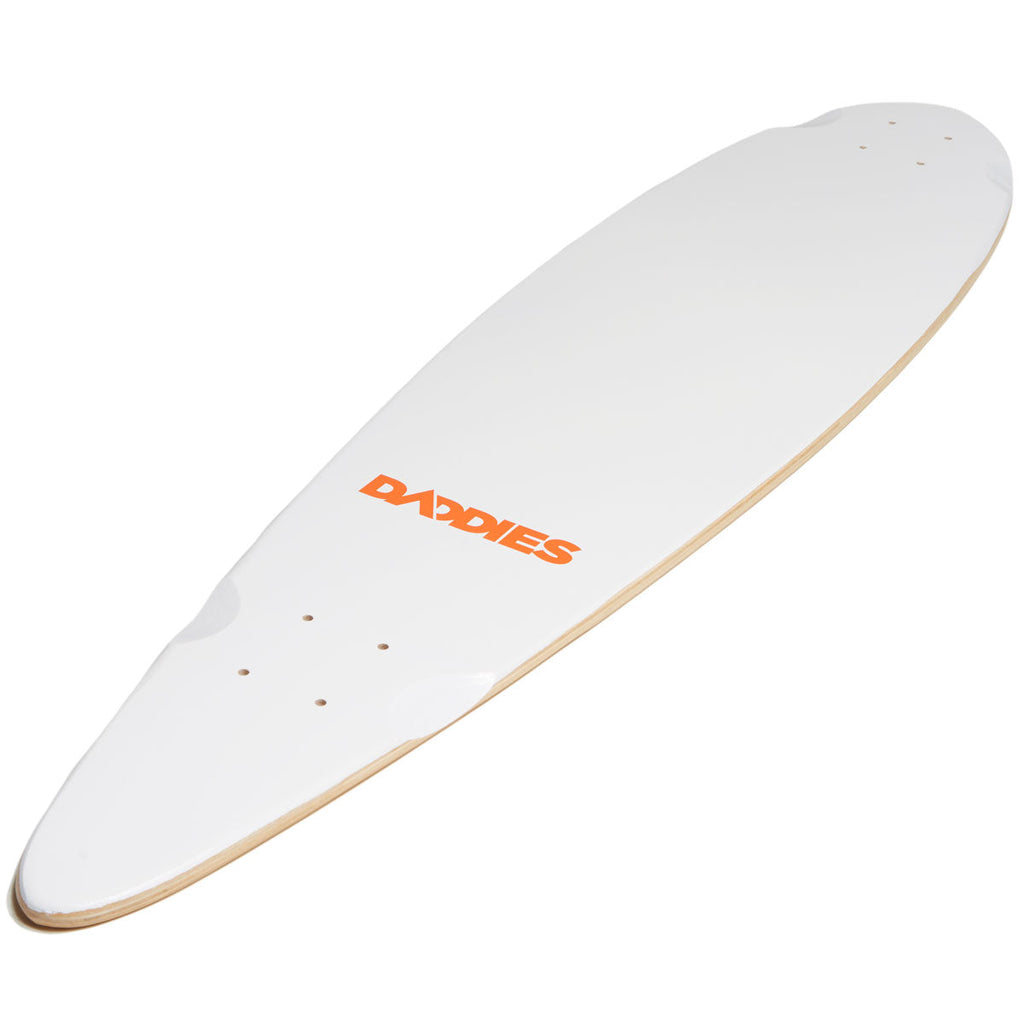 Daddies Logo Pintail Longboard Complete - White