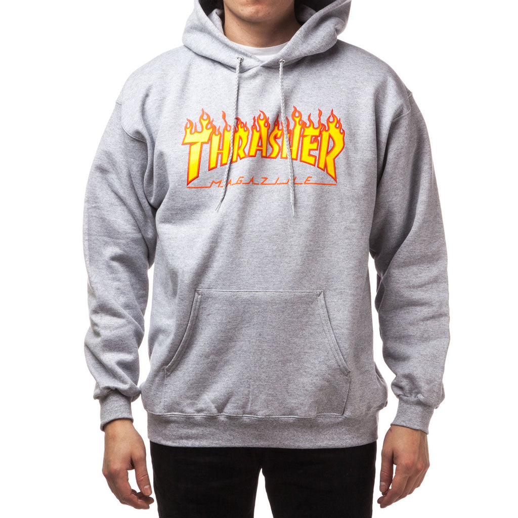 Thrasher Flame Hoodie - Grey
