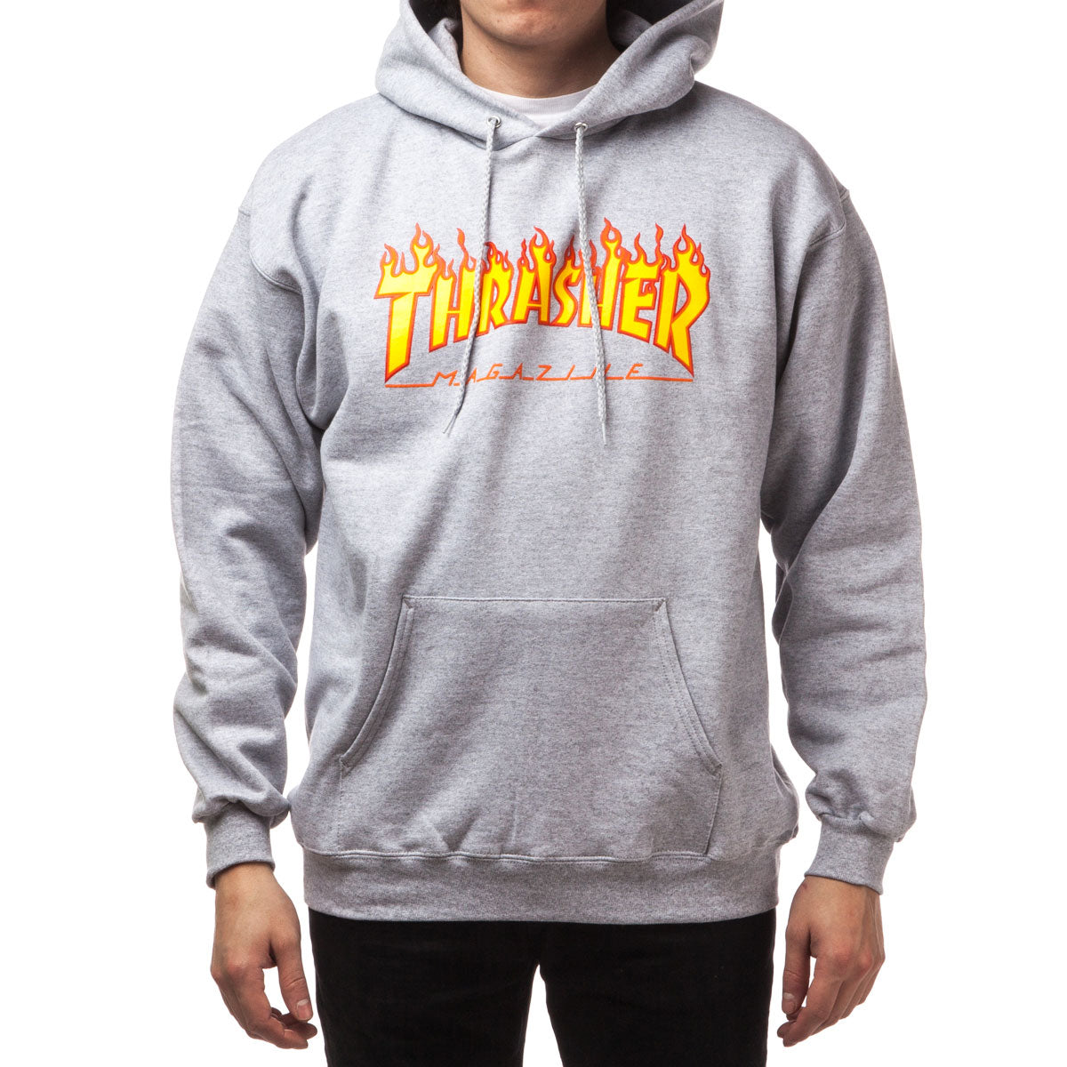 Thrasher Flame Hoodie - Grey